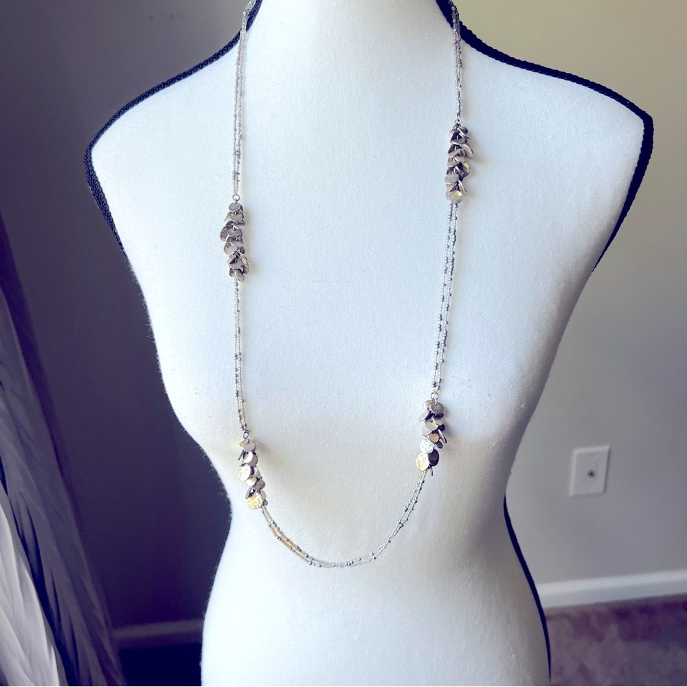 Silver necklace and Bracelet set | 19 inch necklace, stretch bracelet